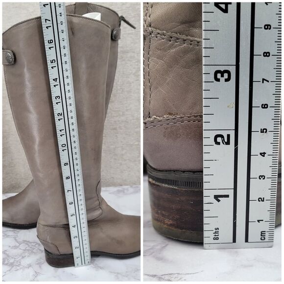 Sam Edelman Women's Penny Boot Size 7 Tall Gray Leather Knee High Riding Boots - Picture 14 of 15